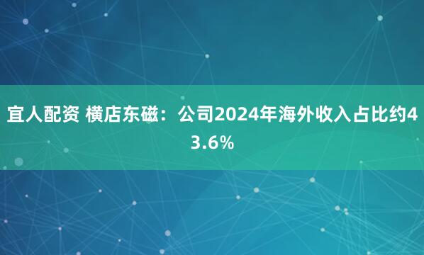 宜人配资 横店东磁：公司2024年海外收入占比约43.6%
