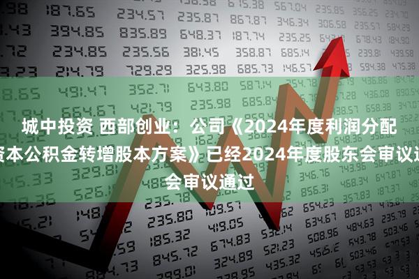城中投资 西部创业：公司《2024年度利润分配和资本公积金转增股本方案》已经2024年度股东会审议通过