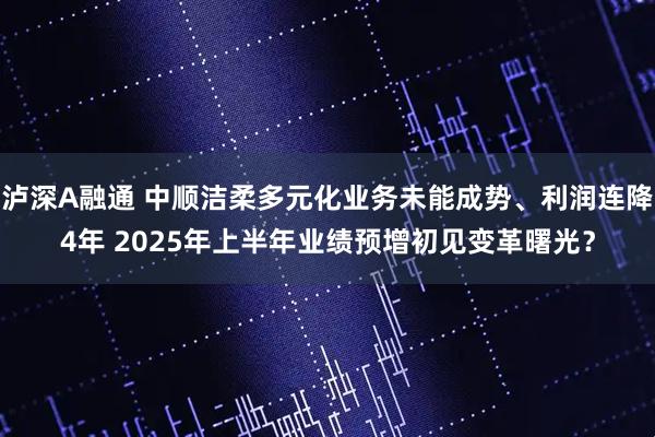 泸深A融通 中顺洁柔多元化业务未能成势、利润连降4年 2025年上半年业绩预增初见变革曙光？