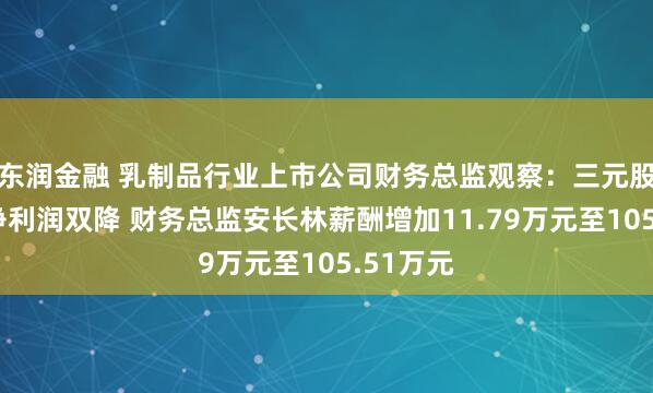东润金融 乳制品行业上市公司财务总监观察：三元股份营收净利润双降 财务总监安长林薪酬增加11.79万元至105.51万元