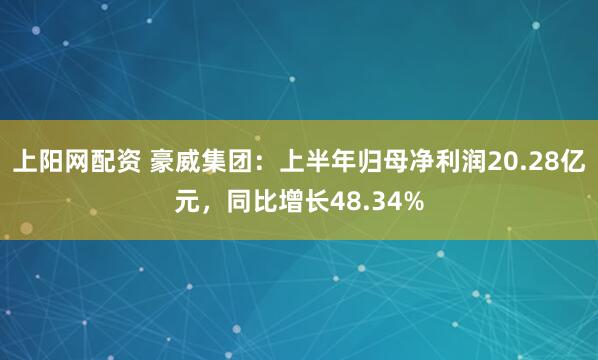 上阳网配资 豪威集团：上半年归母净利润20.28亿元，同比增长48.34%