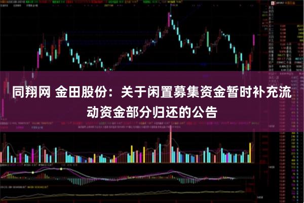 同翔网 金田股份：关于闲置募集资金暂时补充流动资金部分归还的公告